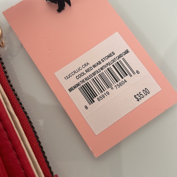 Juicy Red Rhinestone Pullout Card Case Wallet - Picture 2 of 6